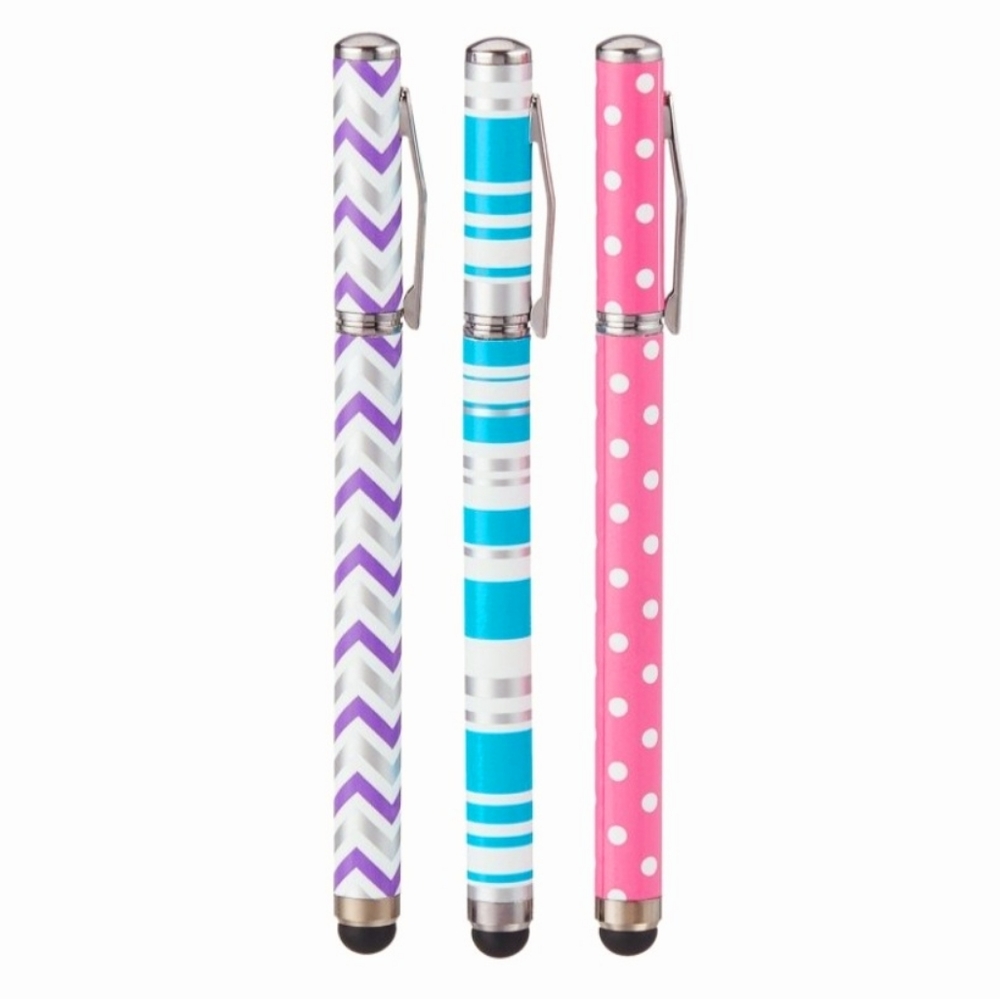 Pink, Purple, and Blue 3 Pack - Add Onn. 2-in-1 Stylus With Ballpoint Pen